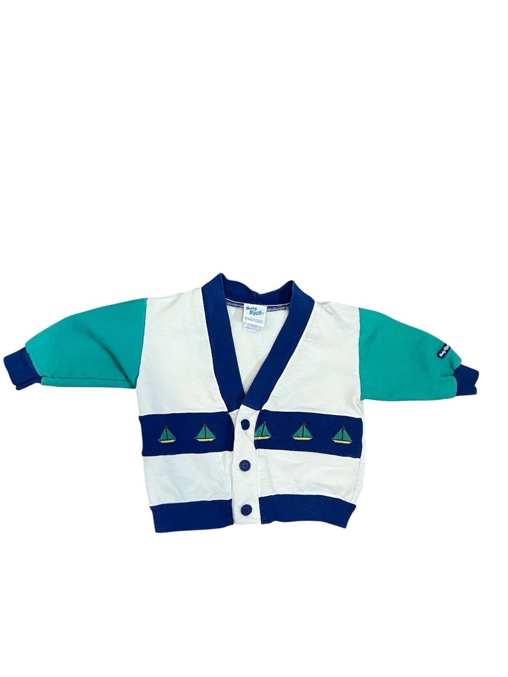 Baby B Gosh vintage 90s nautical sailboat color block cardigan 18 mo